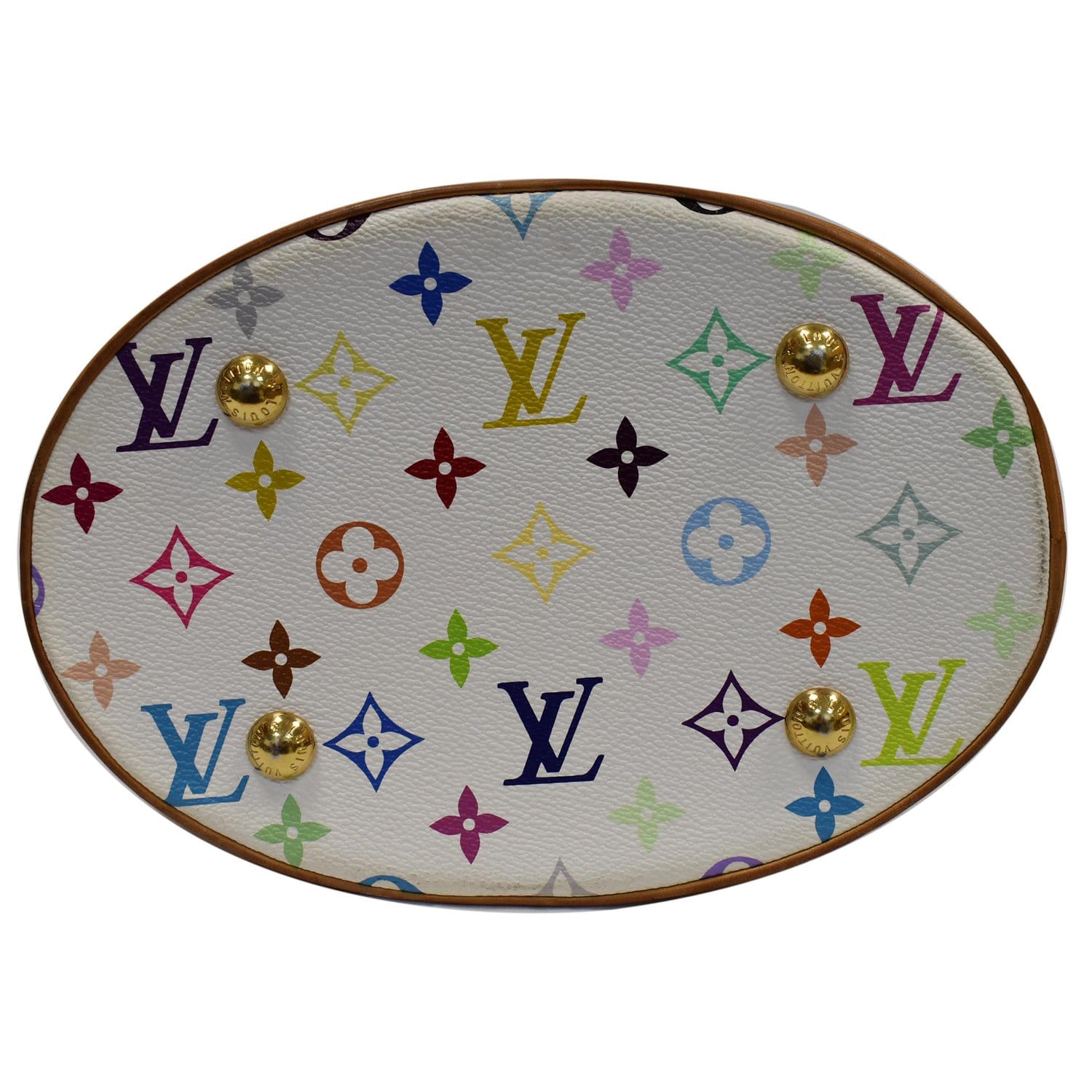 LOUIS VUITTON Monogram Multicolor Fringe Bucket with Accessories Pouch  White 107176