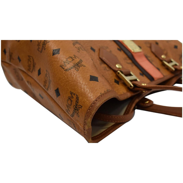 MCM Visetos Rudic Canvas Shopper Tote Bag Cognac Orange