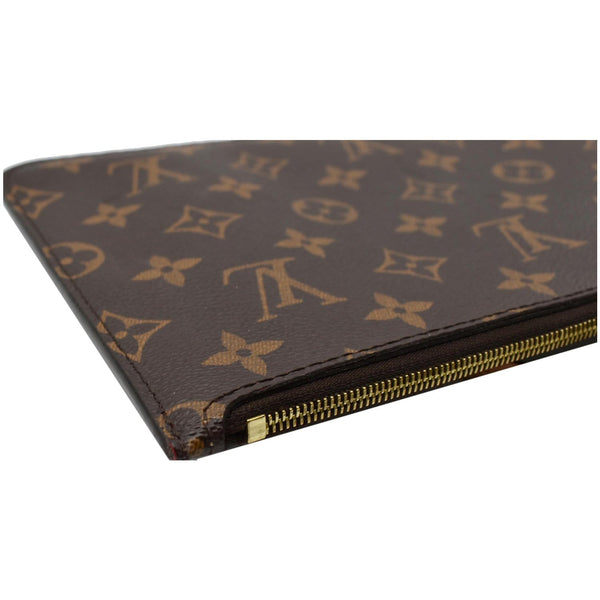 LOUIS VUITTON Neverfull MM Monogram Canvas Pochette Wristlet Pouch Brown