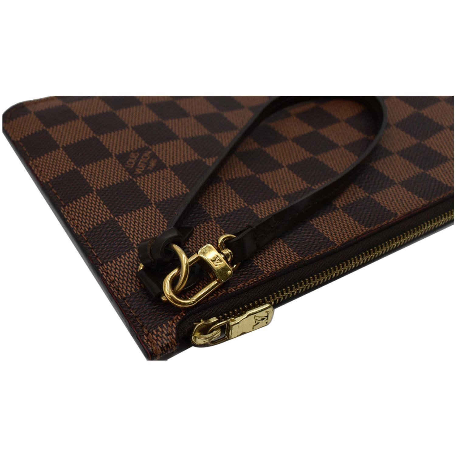 Louis Vuitton Damier Ebene Neverfull Pochette Wristlet Bag For Sale at  1stDibs