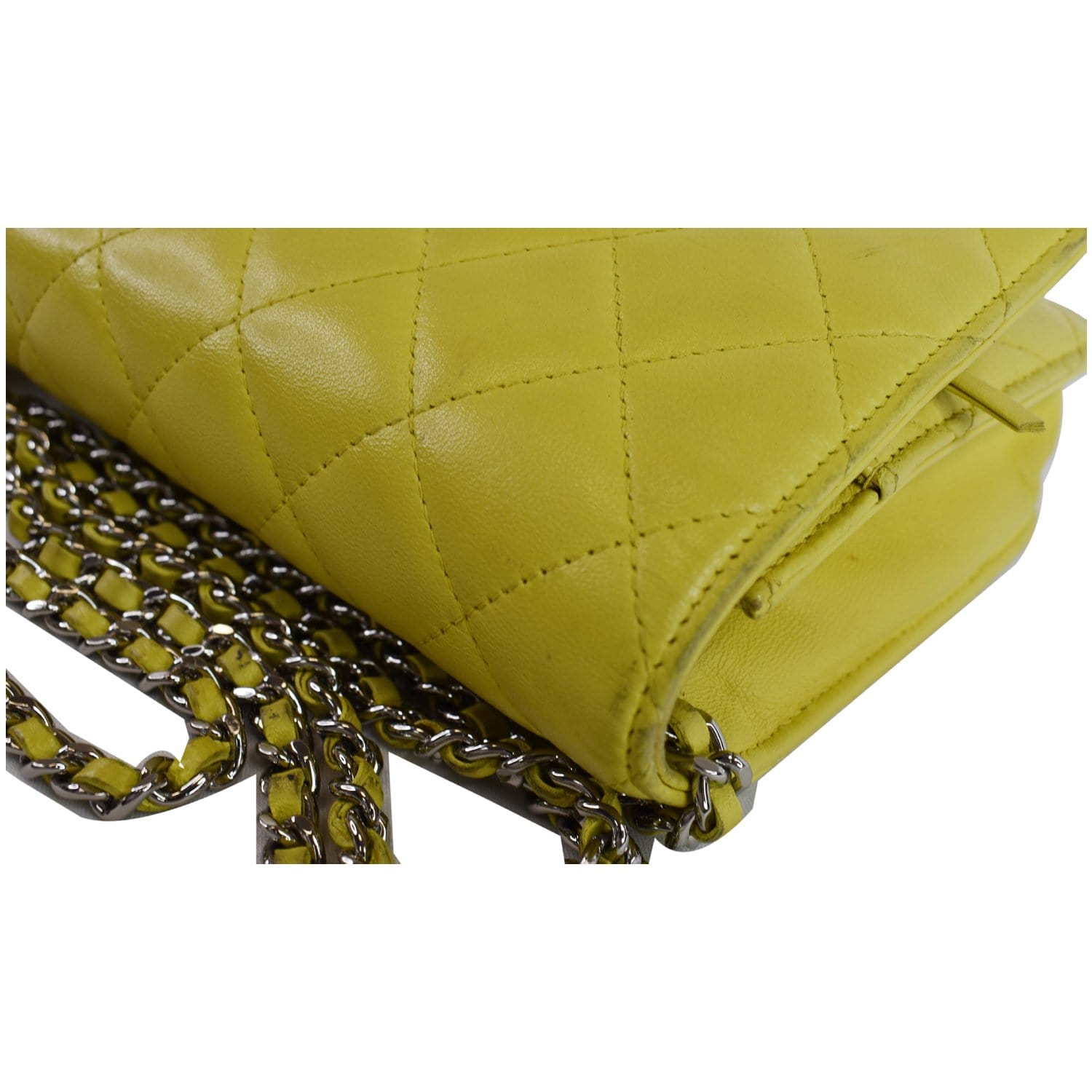 Chanel Yellow Leather Gold Small Wallet on Chain WOC Shoulder Flap Bag in  Box For Sale at 1stDibs