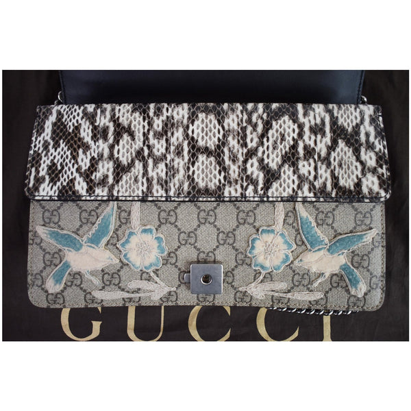 GUCCI Dionysus Small Supreme Python NY Yankees Patch Shoulder Bag Beige 400249