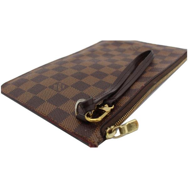 LOUIS VUITTON Neverfull MM Damier Ebene Pochette Wristlet Pouch Brown
