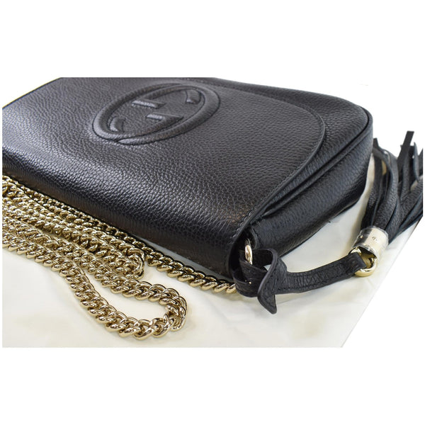 GUCCI Soho Chain Flap Leather Shoulder Bag Black 536224