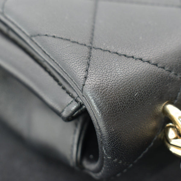 CHANEL Elegant Resin Double Chain Flap Lambskin Shoulder Bag Black