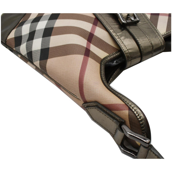 BURBERRY Brooke Check Canvas Hobo Bag Beige