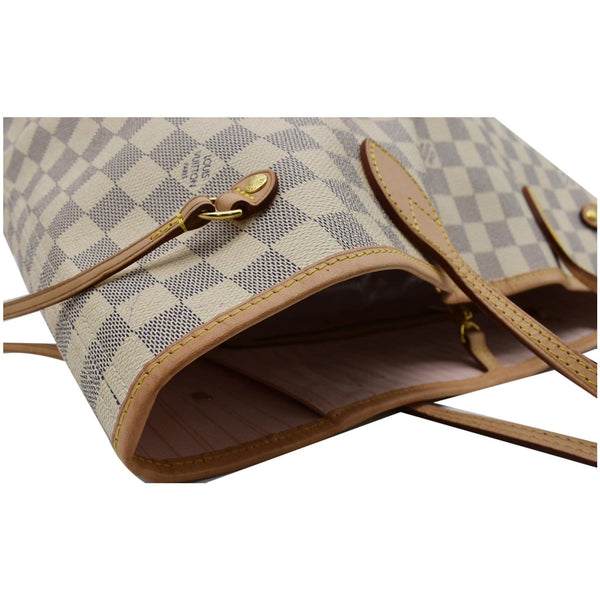 LOUIS VUITTON Neverfull MM Damier Azur Tote Shoulder Bag White