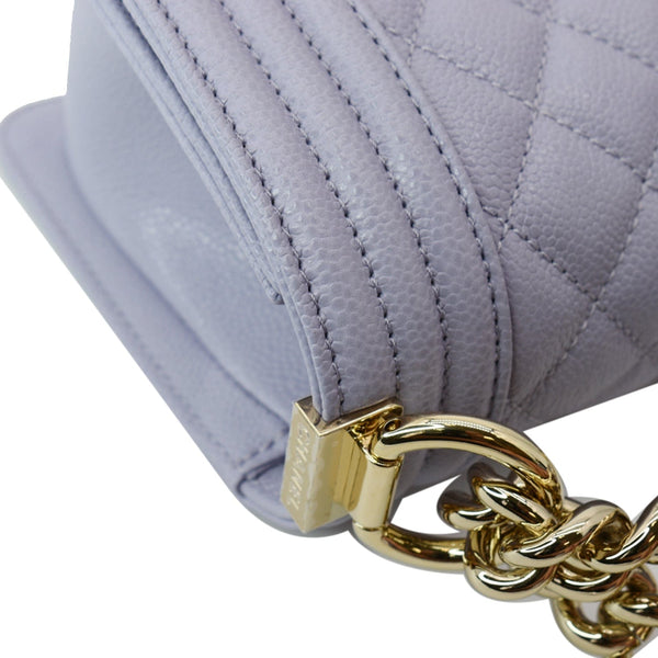 CHANEL CC Boy Small Caviar Leather Shoulder Bag Lavender