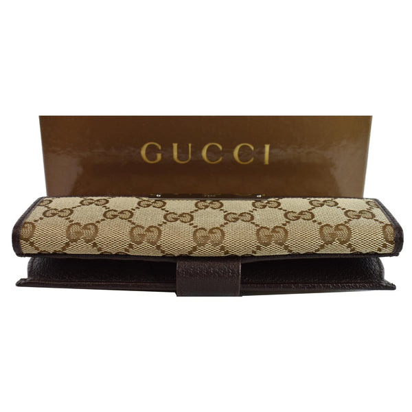GUCCI GG Supreme Continental Flap Wallet Beige/Brown 112715