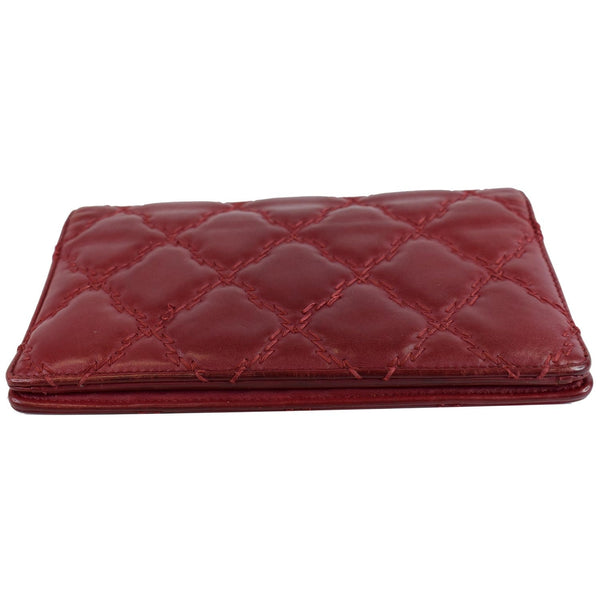 CHANEL CC Wild Stitch Lambskin Leather Wallet Red - Last call