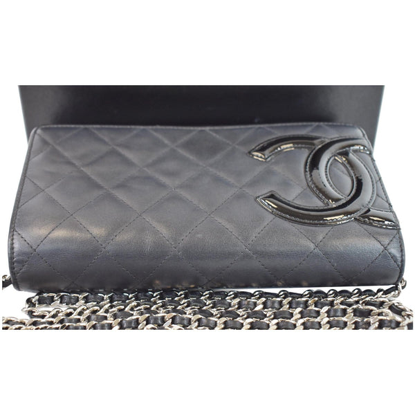 CHANEL Cambon Ligne Quilted Leather WOC Clutch Bag Black