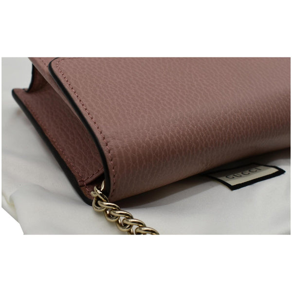 GUCCI Dollar Interlocking G Calfskin Leather Chain Wallet Crossbody Bag Soft Pink 510314