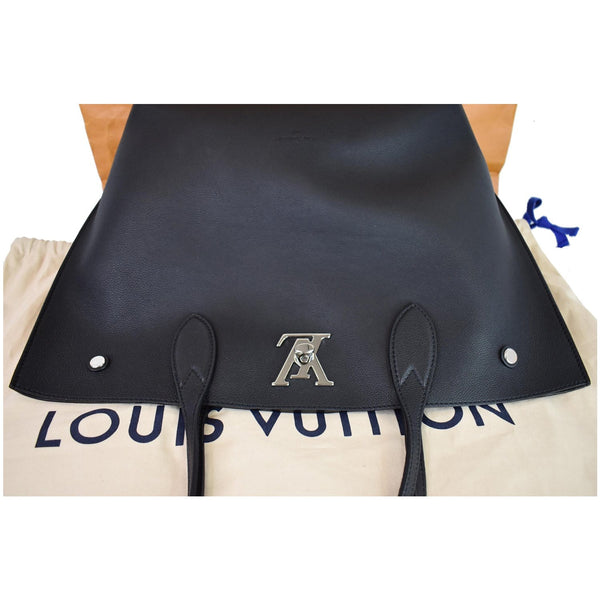 Louis Vuitton Lockme Go Leather Shoulder Tote Bag - logo on front