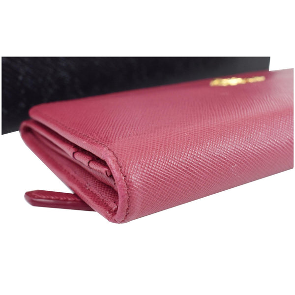 PRADA Continental Flap Saffiano Leather Long Wallet Pink