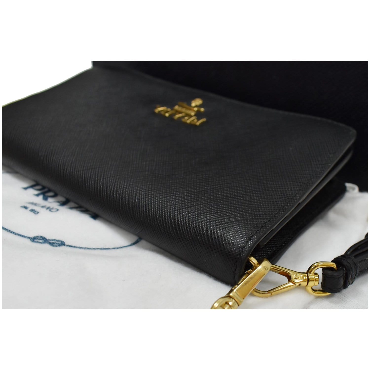 Prada Black Saffiano Leather Mini Double Zip Crossbody Bag Prada