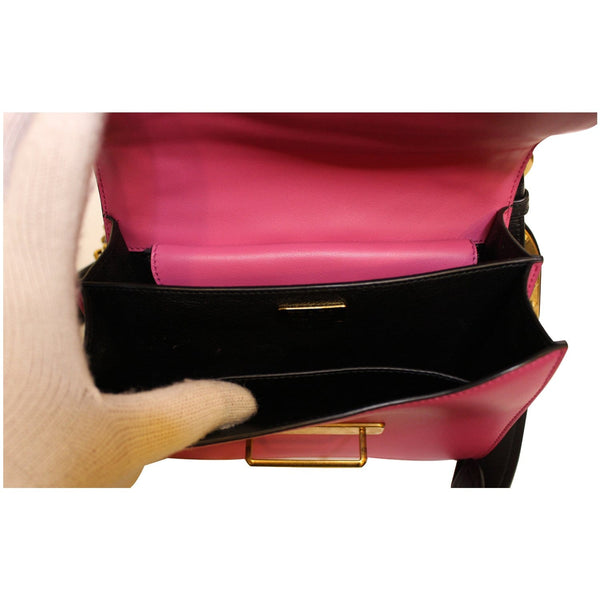 PRADA Cahier City Calf Saffiano Leather Shoulder Bag Black
