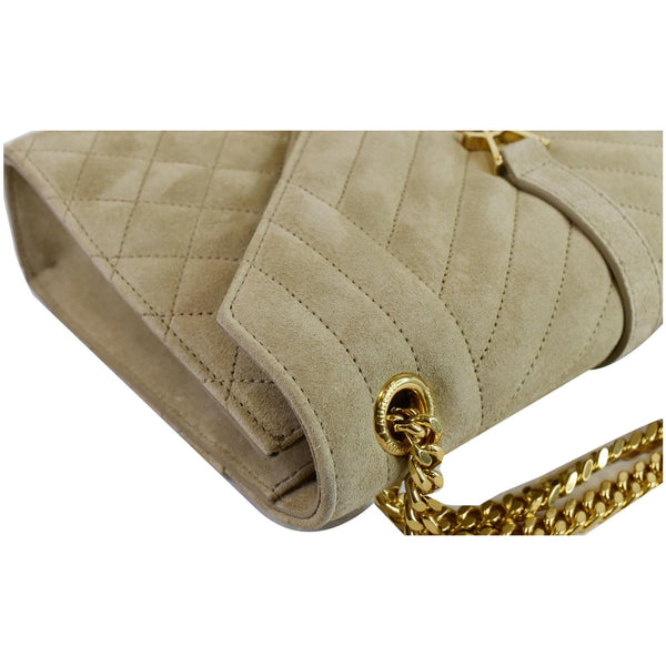 YVES SAINT LAURENT Medium Envelope Matelasse Suede Crossbody Bag Beige