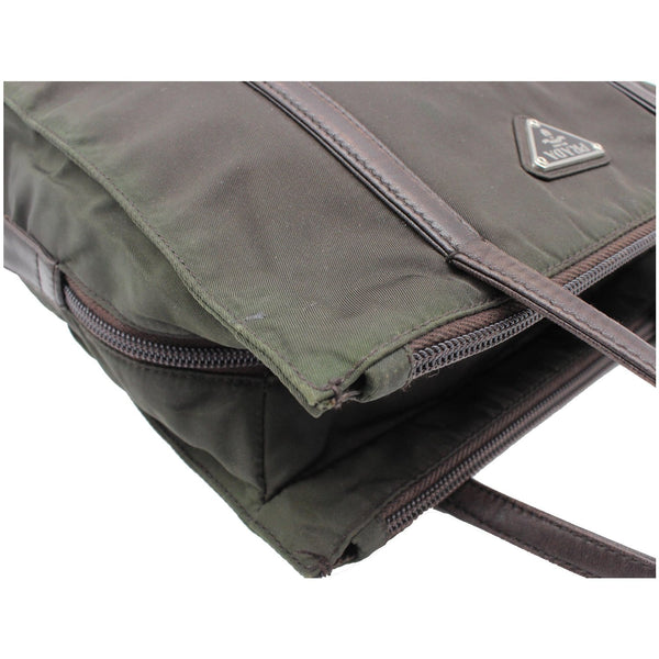 Prada Nylon Tote Shoulder Bag Dark Green - corner preview