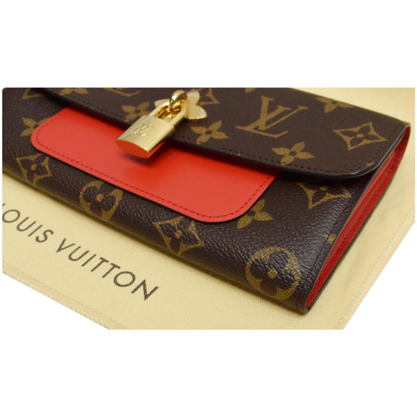 LOUIS VUITTON Flower Lock Monogram Canvas Wallet Red