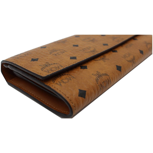 MCM Visetos Two-Fold Monogram Leather Wallet Cognac