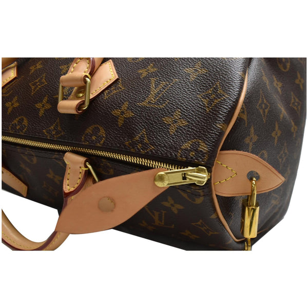 LOUIS VUITTON Speedy 35 Monogram Canvas Satchel Bag Brown