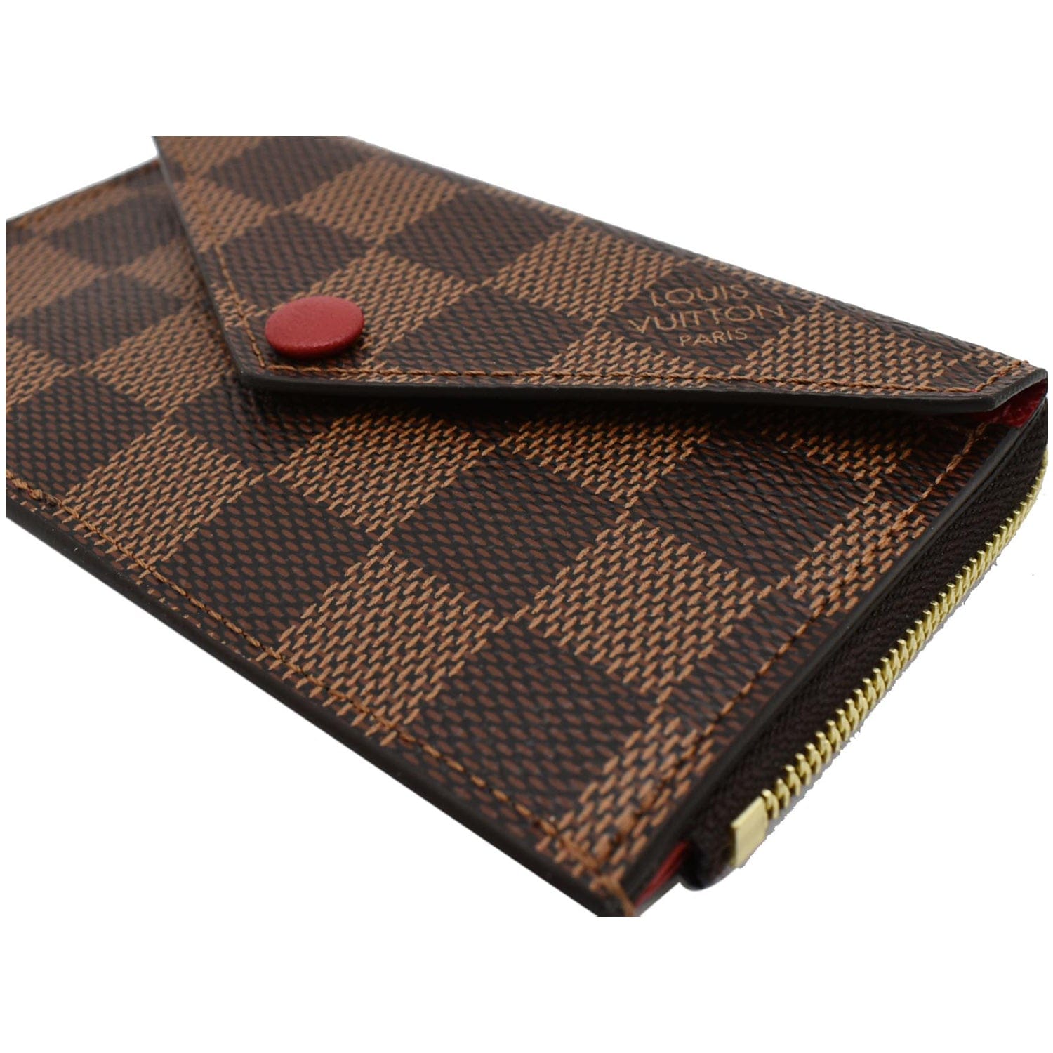 Louis Vuitton Card Holder Recto Reverso Damier Ebene Red in Coated