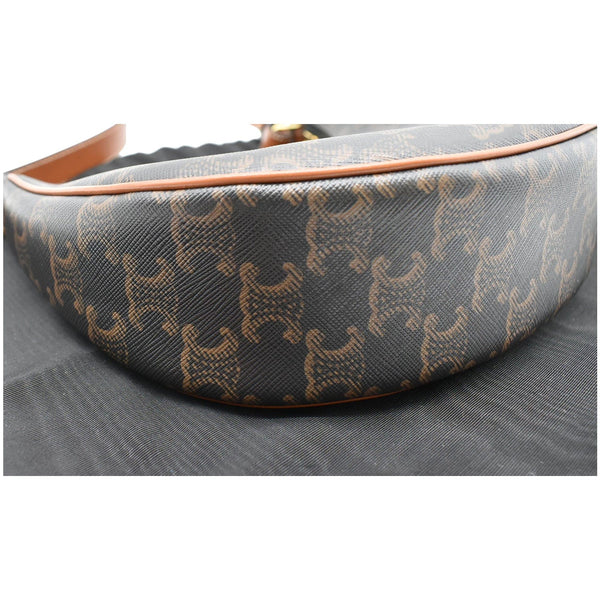 CELINE Ava Triomphe Canvas Calfskin Shoulder Bag Brown