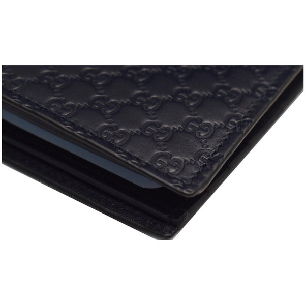GUCCI Micro Guccissima Large Bi-fold Leather Wallet Black 292534