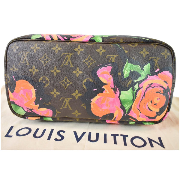 Louis Vuitton Neverfull MM Roses Monogram Canvas Bag - flat bottom