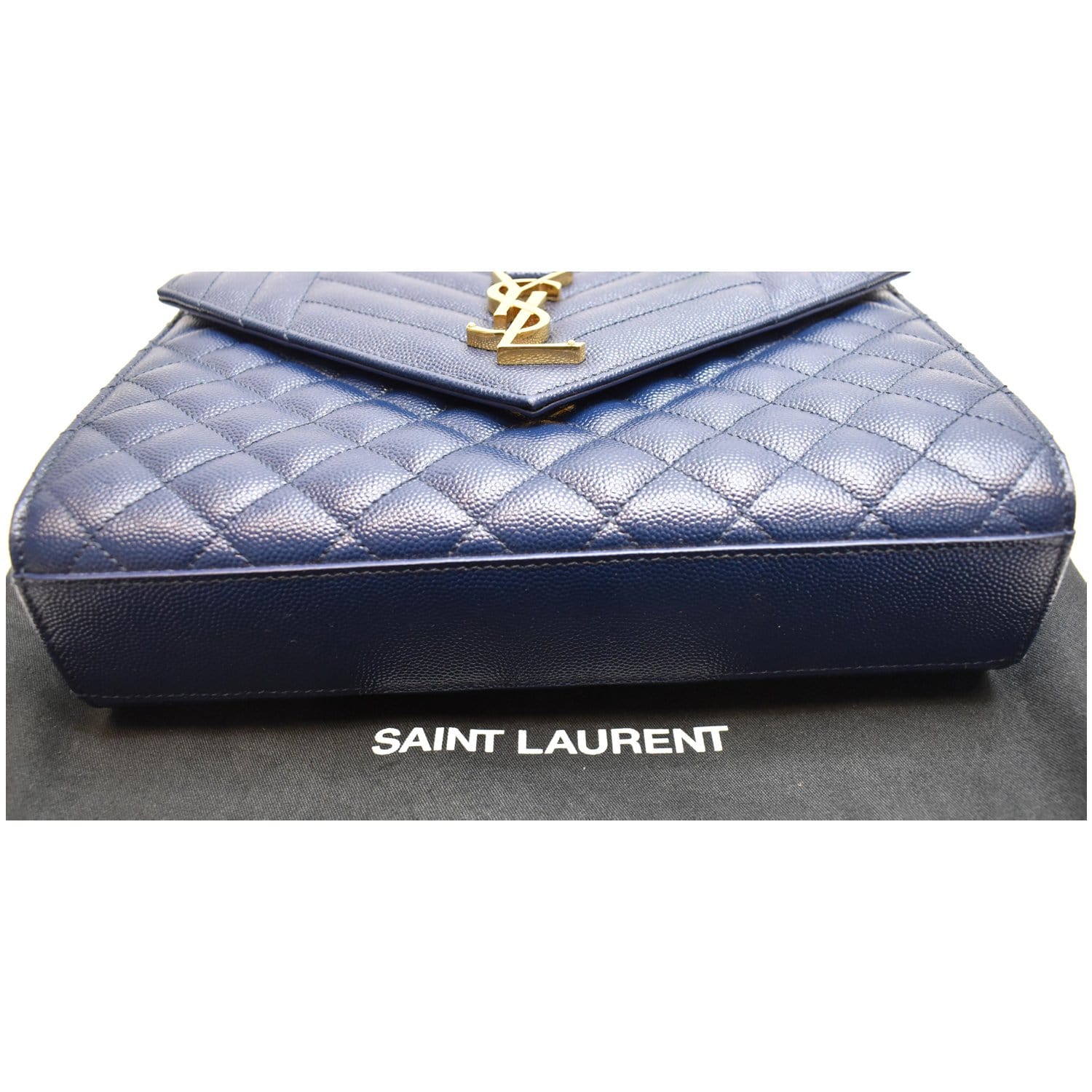 Replica YSL Fake Saint Laurent Medium Envelope Bag In Navy Blue Grained  Leather for Sale