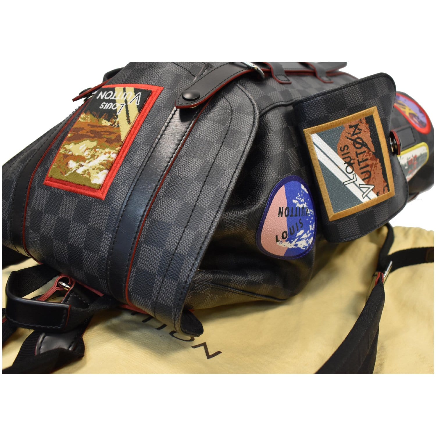 LOUIS VUITTON Alps Christopher Patch Damier Graphite Backpack Bag Blac LOUIS VUITTON Alps Christopher Patch Damier Graphite Backpack Bag Blac