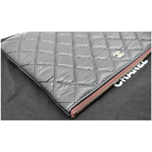 CHANEL Caviar Leather O-Case Zip Pouch Black