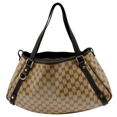GUCCI Medium Abbey Coated Canvas Shoulder Bag Beige 293578
