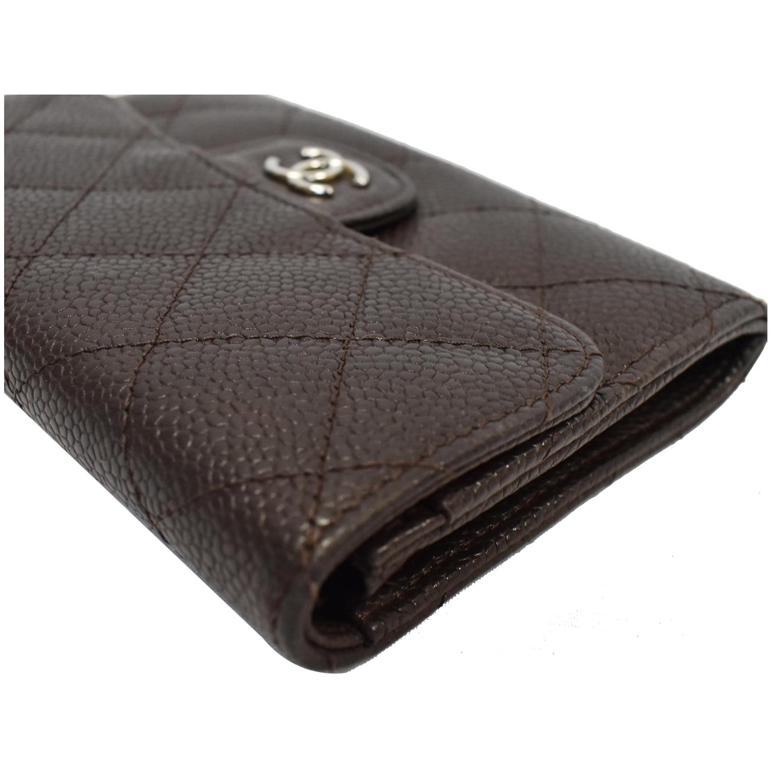CHANEL Caviar Quilted Flap Card Holder Wallet Beige 1271429