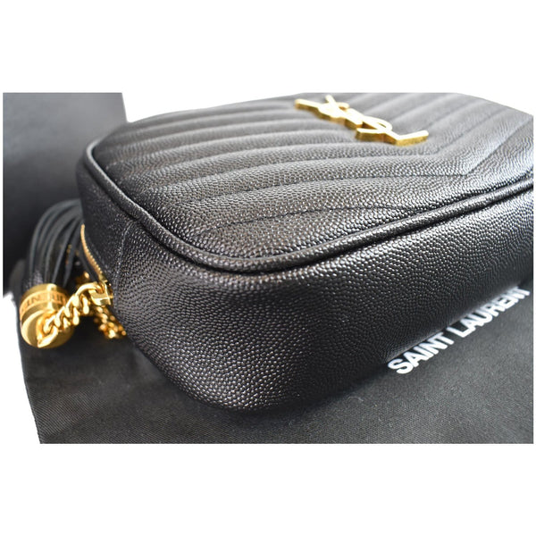 YVES SAINT LAURENT Mini Lou Grain De Poudre Camera Bag Black
