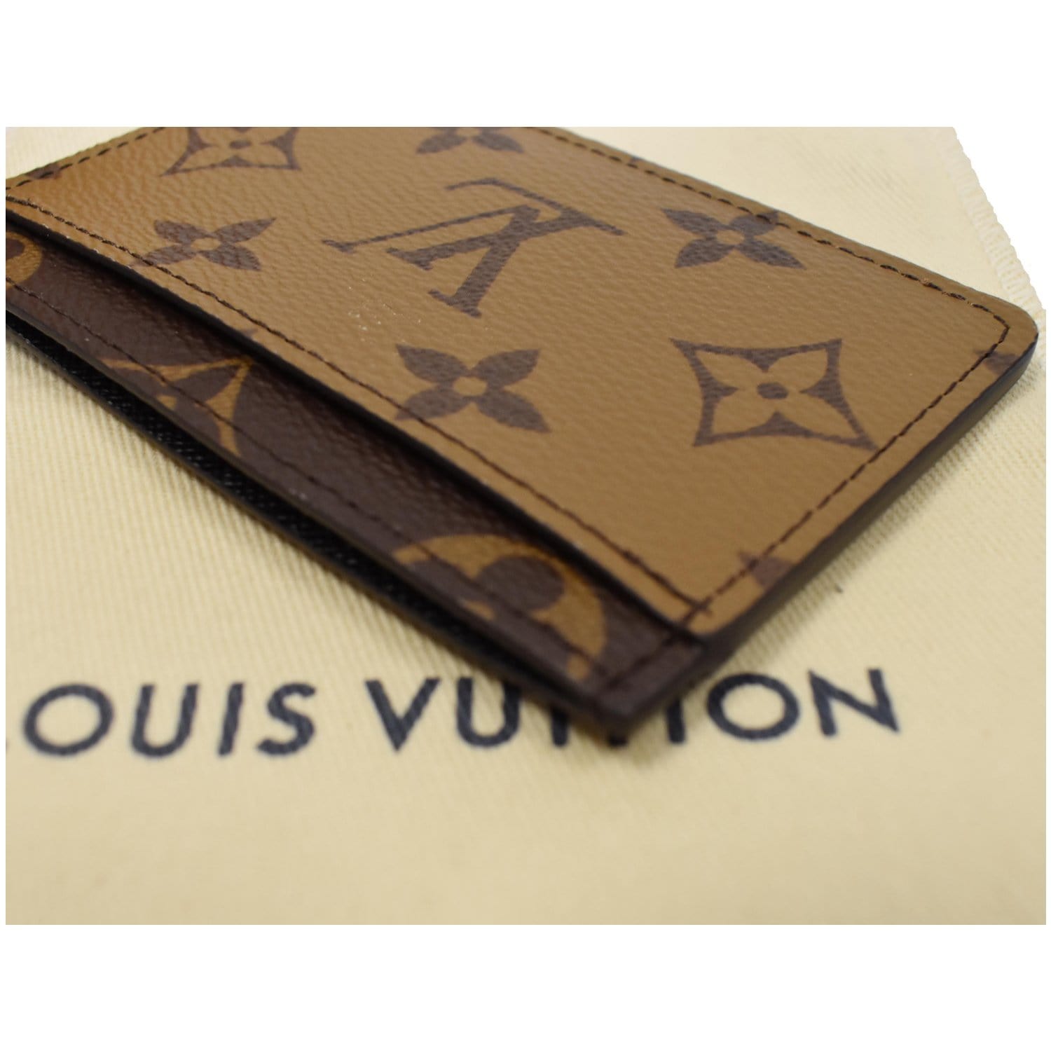 NEW Louis Vuitton Brown Monogram Reverse Coated Canvas Cardholder