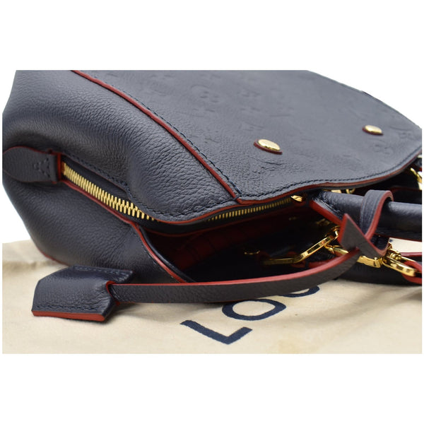 LOUIS VUITTON Montaigne BB Monogram Empreinte Leather Satchel Bag Marine Rouge