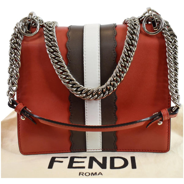 FENDI Mini Kan I Eyes Faces Leather Shoulder Bag Red
