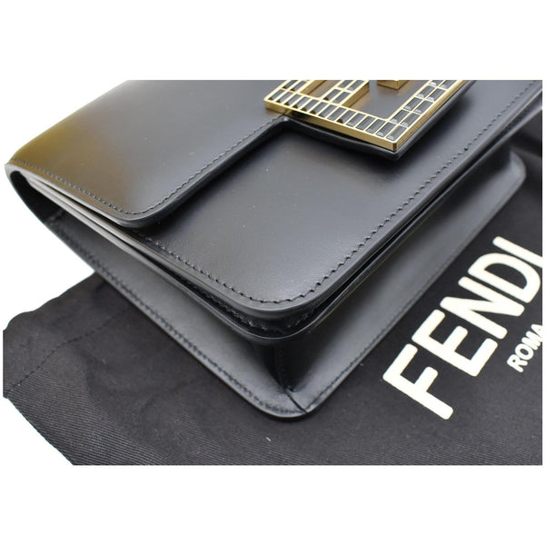 FENDI Fab Leather Crossbody Bag Black