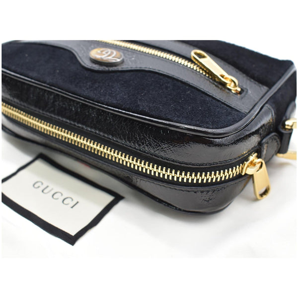 GUCCI Ophidia Mini Web Suede Leather Crossbody Bag Black 517350