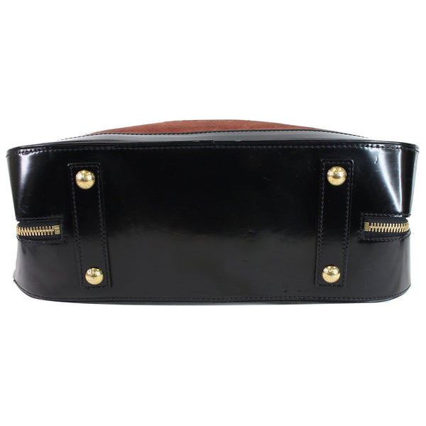 LOUIS VUITTON Stamped Trunk GM Suede Havane Satchel Bag Red