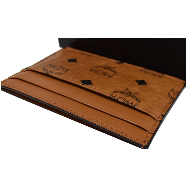 MCM Visetos Monogram Canvas Card Holder Cognac