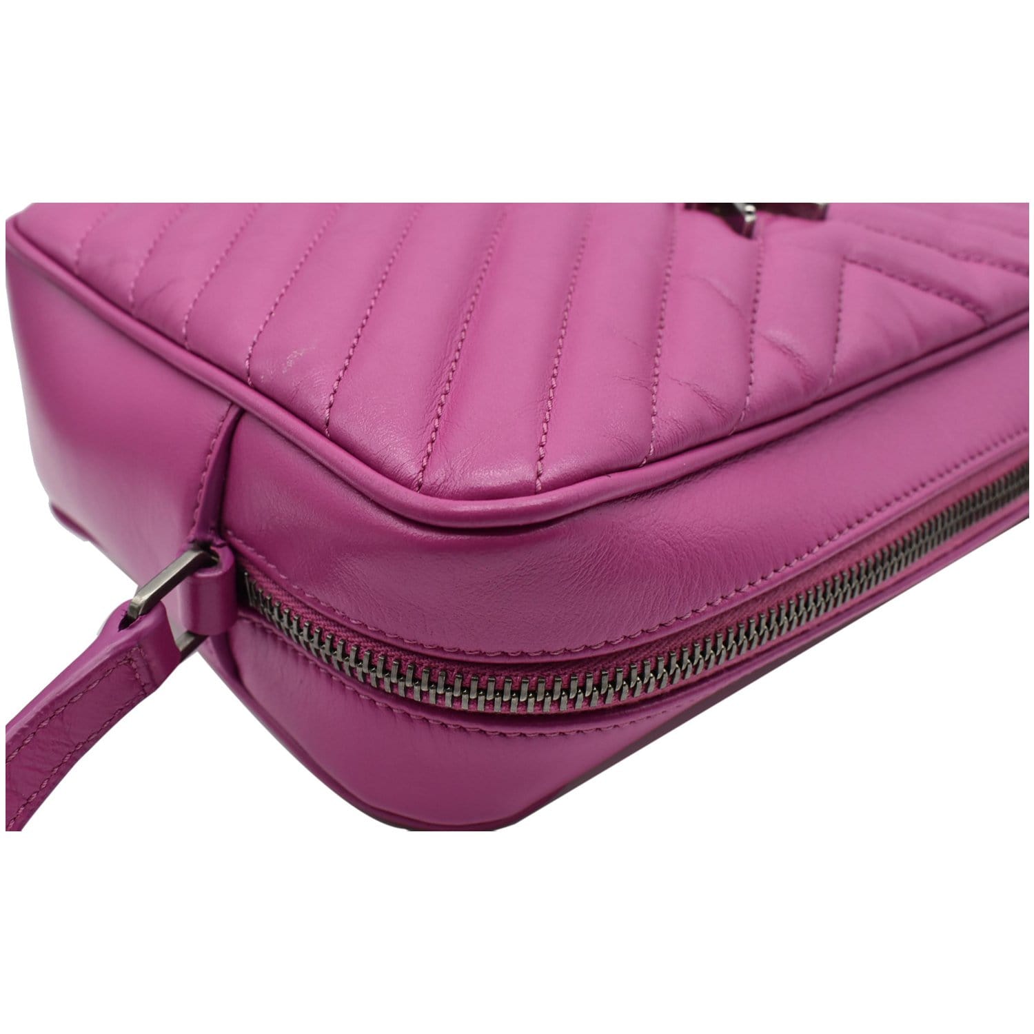 Lou Camera Leather Crossbody Bag in Pink - Saint Laurent