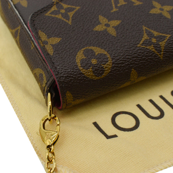 LOUIS VUITTON Felicie Monogram Canvas Pochette Crossbody Bag Brown