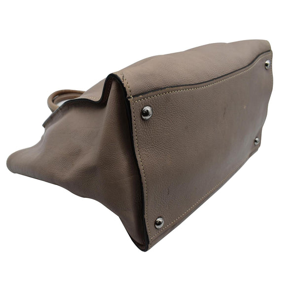 PRADA City Twin Pocket Calf Leather Tote Shoulder Bag Taupe