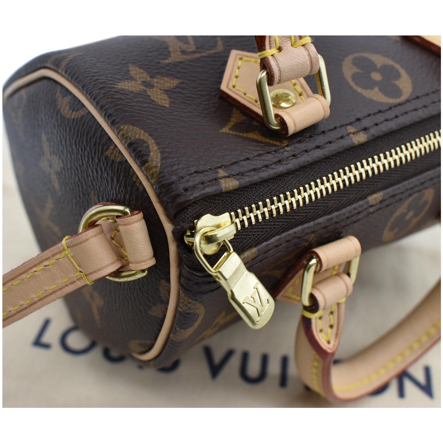Louis+Vuitton+Speedy+Shoulder+Bag+Nano+Brown+Canvas+Monogram+Coated for  sale online