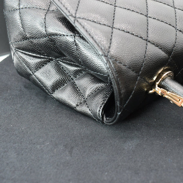 CHANEL Coco Mini Top Handle Caviar Leather Shoulder Bag Black