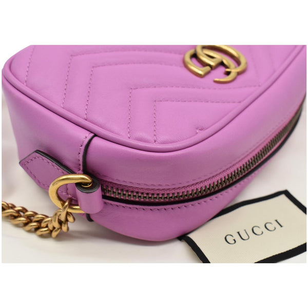 GUCCI GG Marmont Matelasse Mini Leather Crossbody Bag Purple 448065