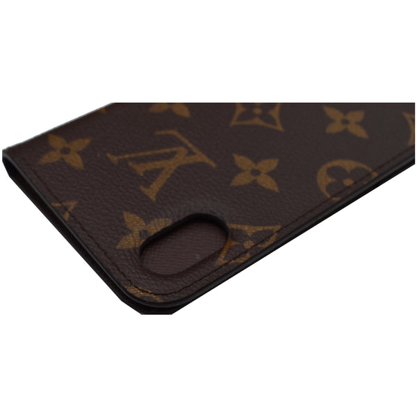 LOUIS VUITTON iPhone X Folio Monogram Canvas Phone Case Brown