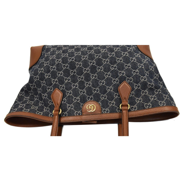 GUCCI Ophidia GG Medium Jacquard Denim Tote Bag Dark Blue 631685